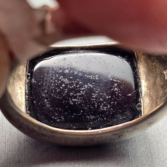 Sterling Silver A925 Black Onyx Dome Ring Size 10 Vining Leaf Scroll 8.81g - Picture 7 of 12